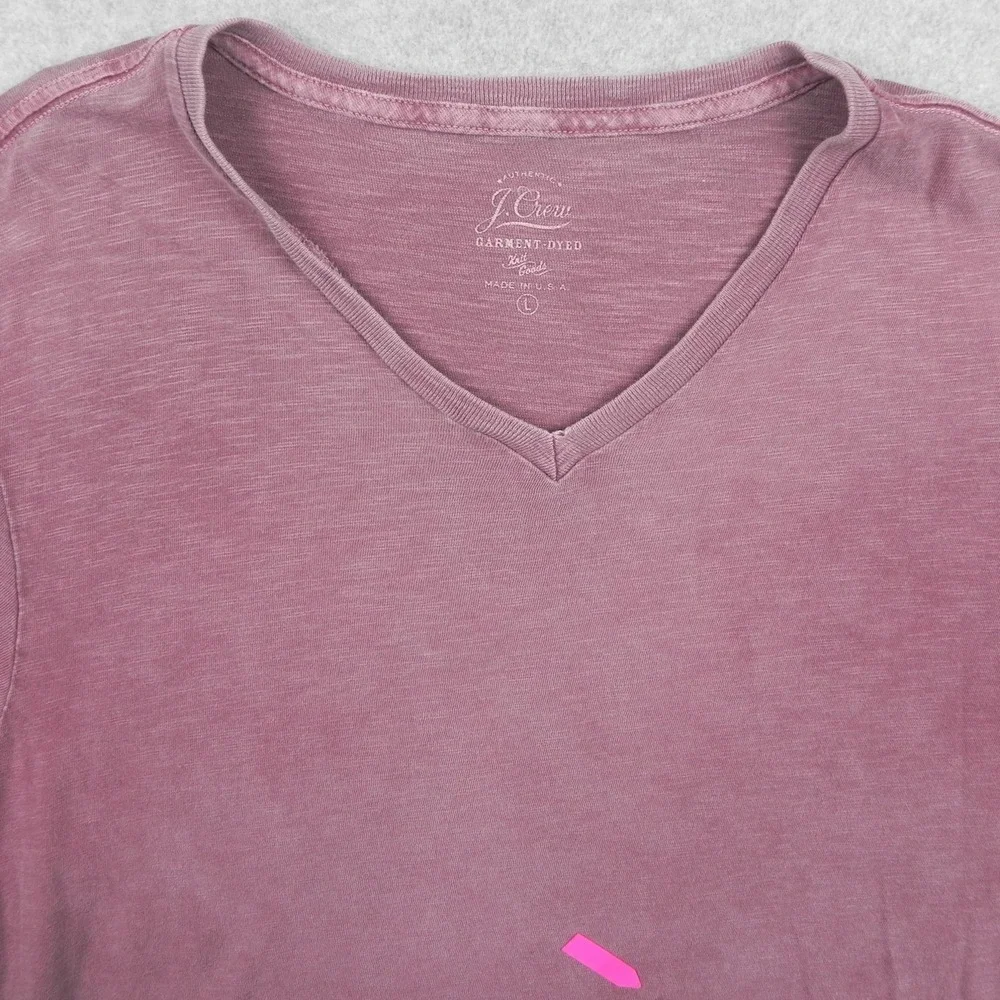 J Crew T-Shirt Mens Large Garment-Dyed V-Neck Tee Casual Maroon Short Sleeve